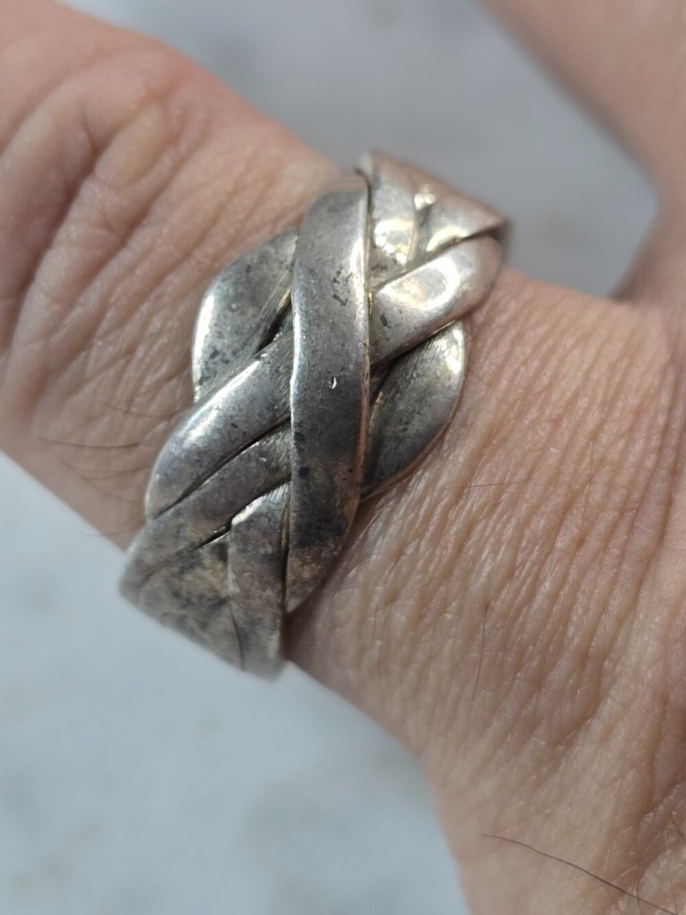 Womens Vintage Estate Sterling Silver Modernist Puzzle Ring 6.3g E4120